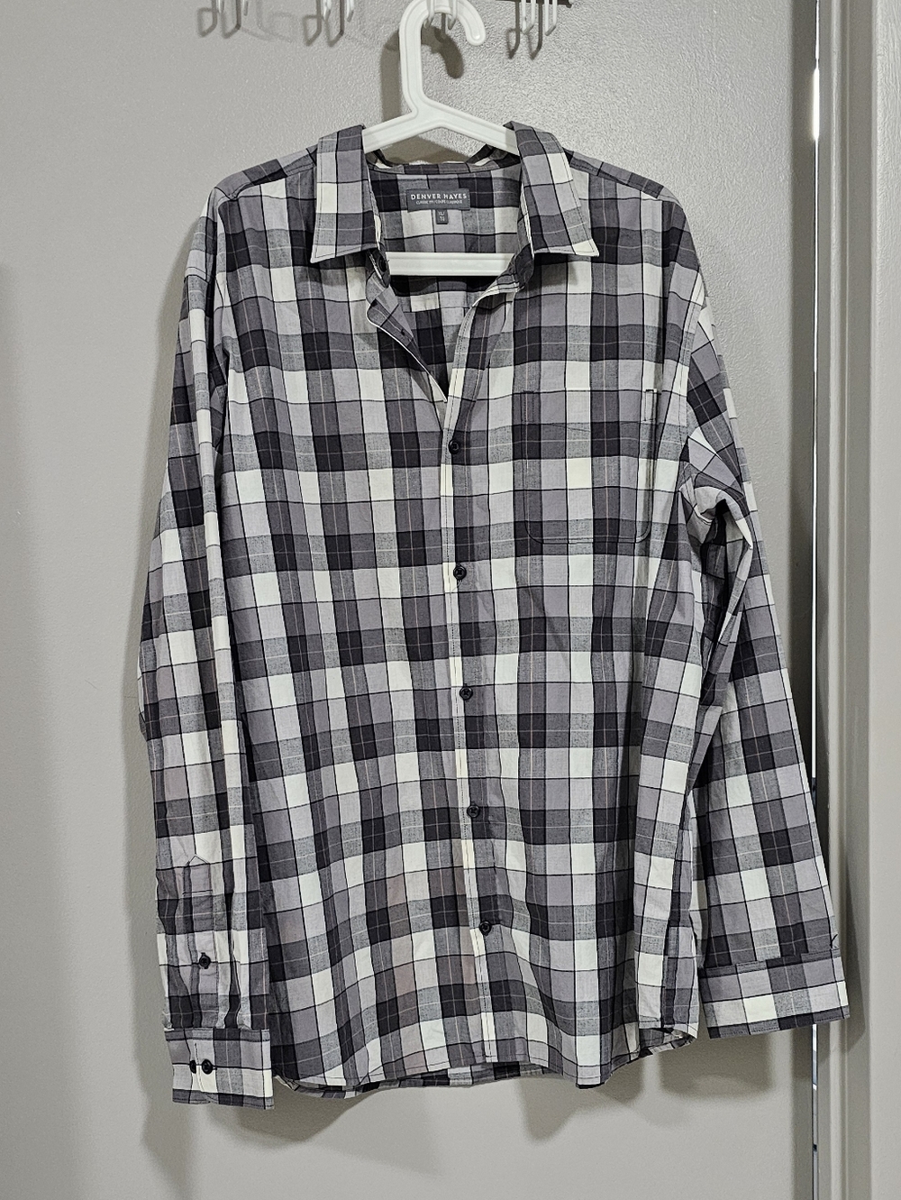 Denver Hayes Men's Plaid Long Sleeve Shirt XL